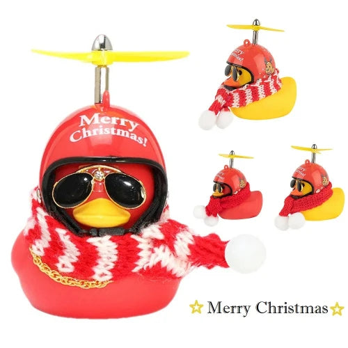 Cute, Christmas Red/Yellow/Black Ducks with Helmet, Glasses and Scarf - Kid's Cycling Accessories - Xmas Gifts